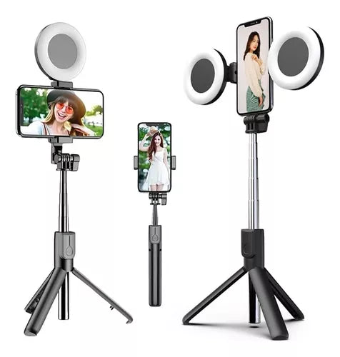 PERCHE À SELFIE AVEC DOUBLE ANNEAU LUMINEUX-GNK
