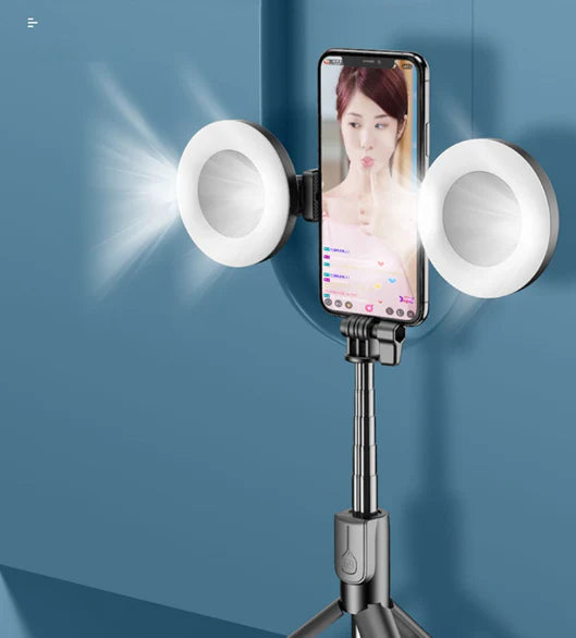PERCHE À SELFIE AVEC DOUBLE ANNEAU LUMINEUX-GNK