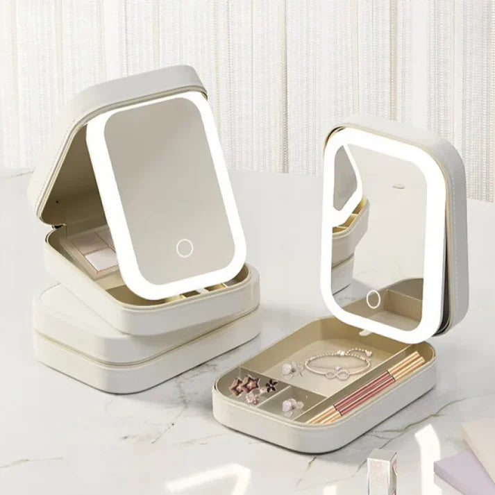 Miroir LED - Boîte de rangement pour maquillage