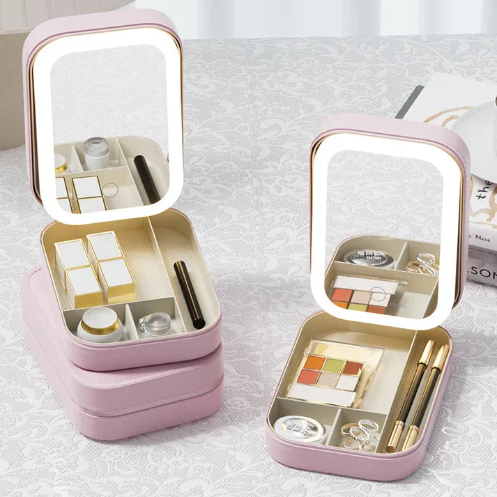 Miroir LED - Boîte de rangement pour maquillage